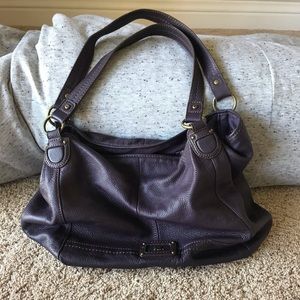Purple leather purse